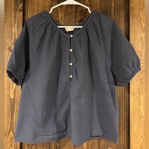 Universal Thread Puff Sleeve Button Down Large 100% Cotton